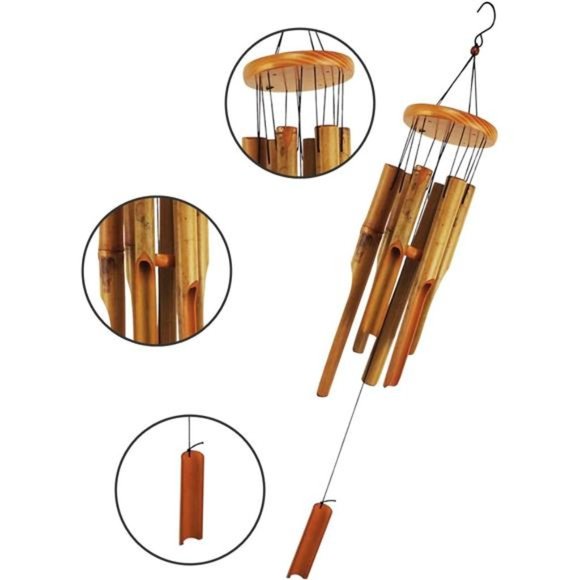 Bamboo Wind Chimes Outdoor Wooden Wind Chime with Amazing Deep Tone for Garden - Picture 3 of 6